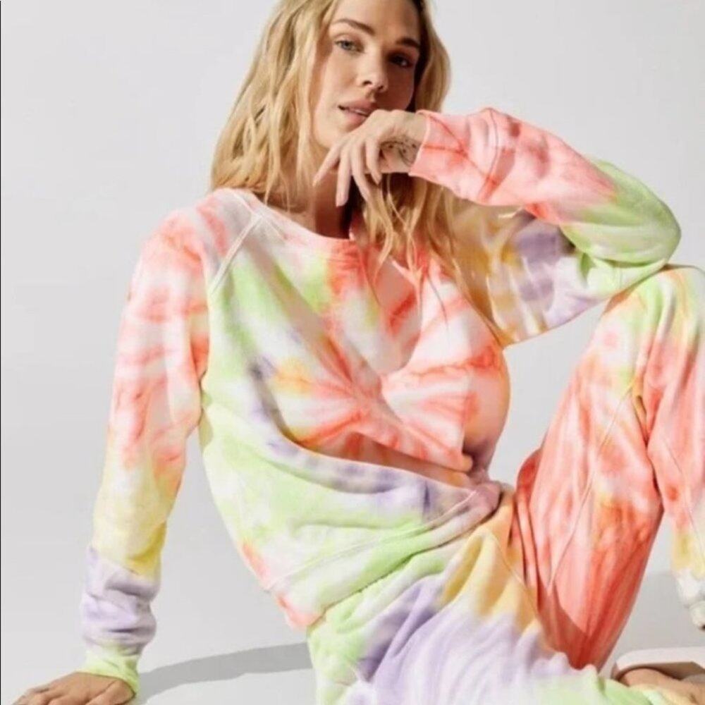 NWT RE/DONE x Hanes Neon Tie Dye Oversized Crewneck Sweatshirt Raglan Size S